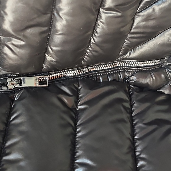 NWT Guess Shiny Black Puffer Jacket w Hoodie Pockets Full Zip 3X - Picture 11 of 15